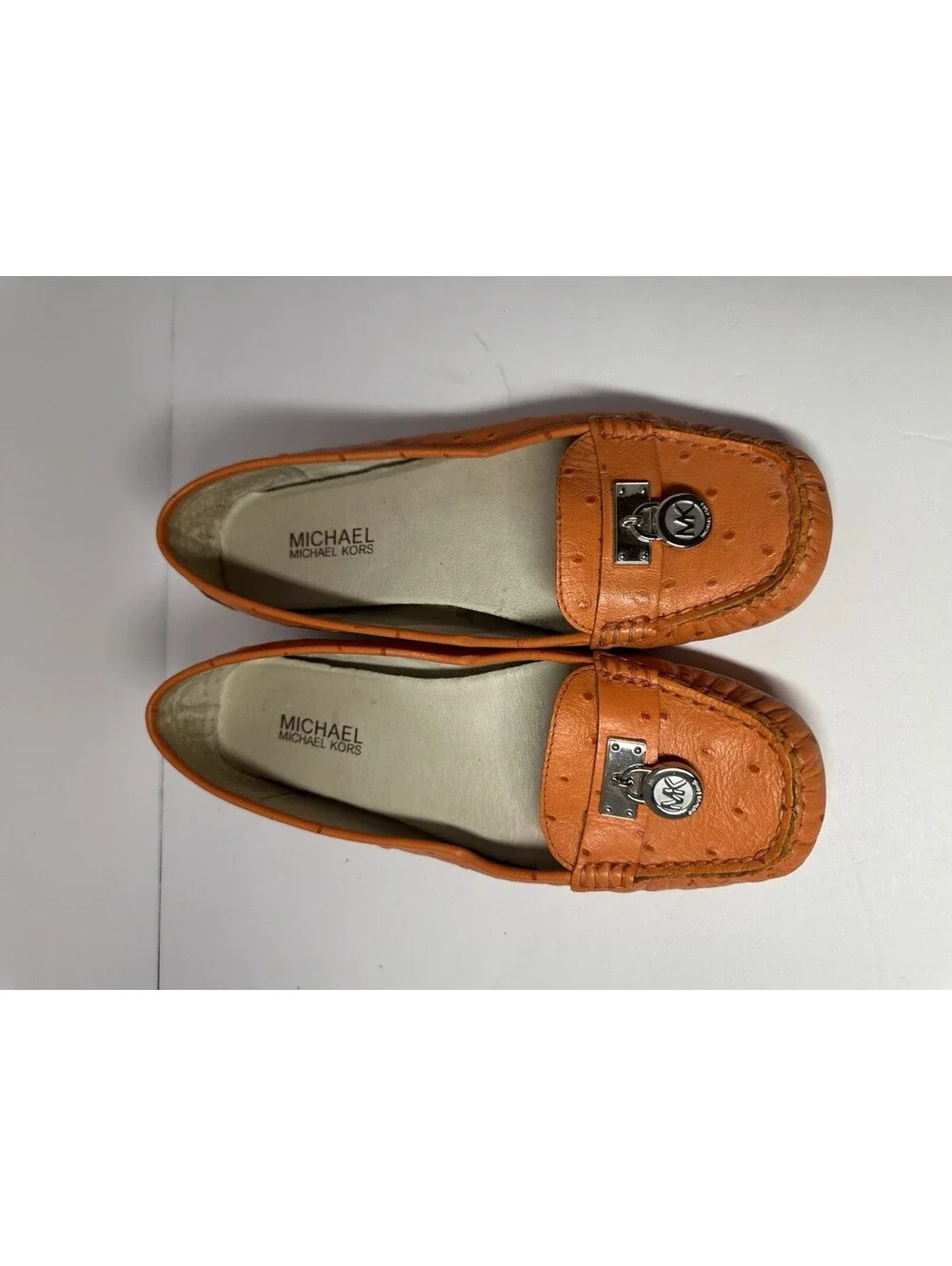 Michael Kors Casual Leather Flats Orange Croco pattern Loafers size 7.5 Shoes
